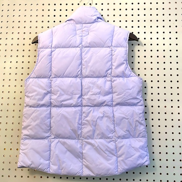 Lands End Women’s Down Filled Sleeveless Vest Light Blue Snap Close Side Pockets - Picture 7 of 9